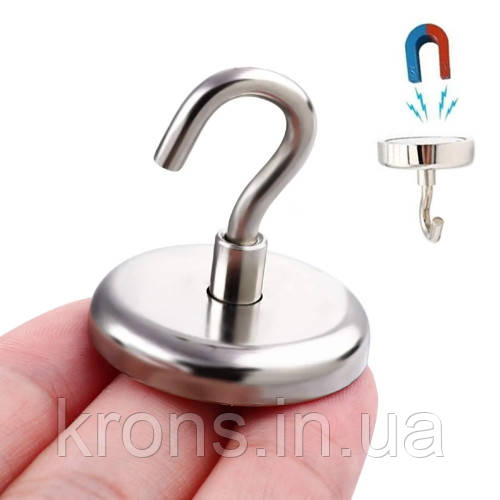 Магніт неодимовий пошуковий з гачком 25x6мм N52 до 12кг, фото 1