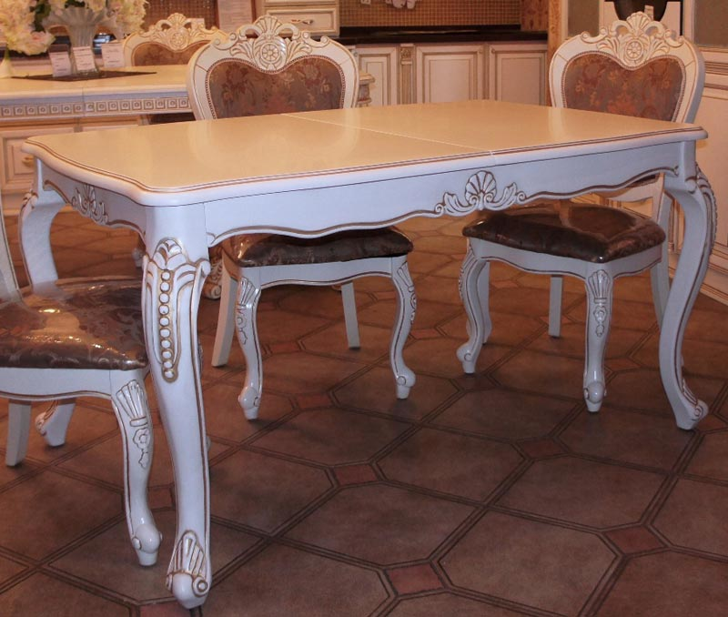 Стіл обідній розкладний в класичному стилі DM-P73 Ext , колір  білий