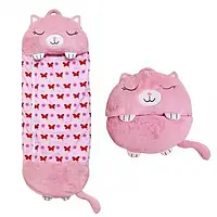 Детский спальный мешок-плюшевая игрушка подушка | Игрушка подушка Кот Sleeping Bag Happy Nappers Cat 3в1