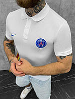 Мужское поло NIKE PSG white белая мужская футболка с воротником найк L