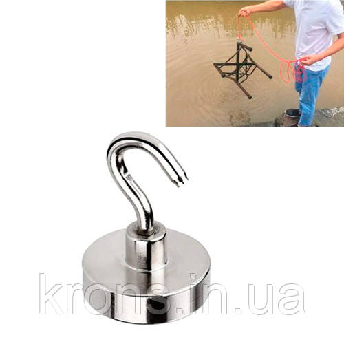 Магніт неодимовий пошуковий з гачком 48x11.5мм N52 до 48кг, фото 1