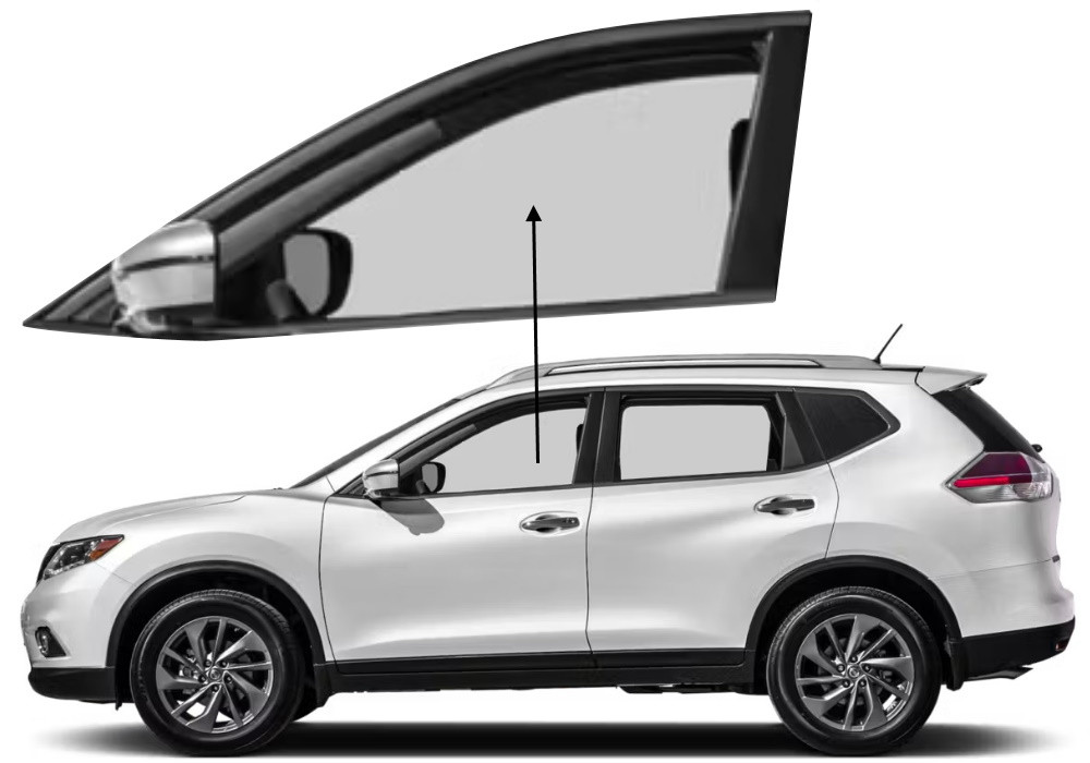 Бічне скло Nissan Rogue 2014-2020 передніх дверей ліве, фото 1