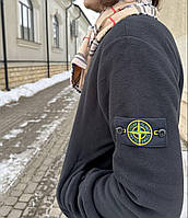 Топовая и элегантная черная флисовая кофта Stone Island с эмблемой.