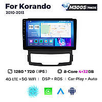 Штатная магнитола SsangYong Korando 3 (2010-2013) M300 (4/32 Гб), HD (1280x720) QLED, GPS + 4G + CarPlay