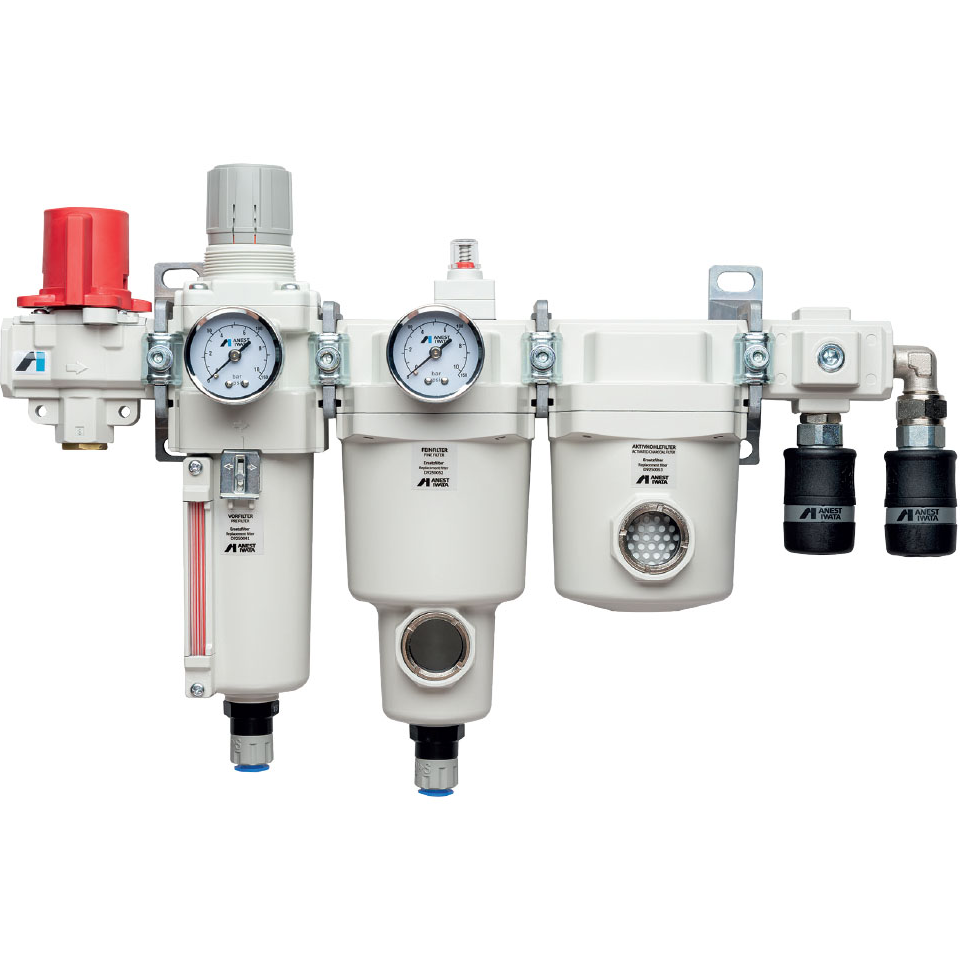 Фільтр 3-ступеневий із регулятором тиску, індикатором витрати та запобіжником Anest Iwata Filter 3-Stage, фото 1