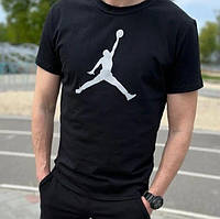 Мужская футболка Jordan черная хлопковая летняя Джордан спортивная на лето (N)