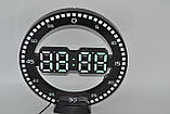 Електронний круглий LED-годинник DS-3668L з будильником і термометром (зелена підсвітка), фото 4