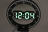 Електронний круглий LED-годинник DS-3668L з будильником і термометром (зелена підсвітка), фото 3