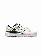 Женские кроссовки Adidas Forum Low White Green бело-зеленые