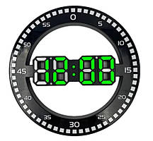 Електронний круглий LED-годинник DS-3668L з будильником і термометром (зелена підсвітка)