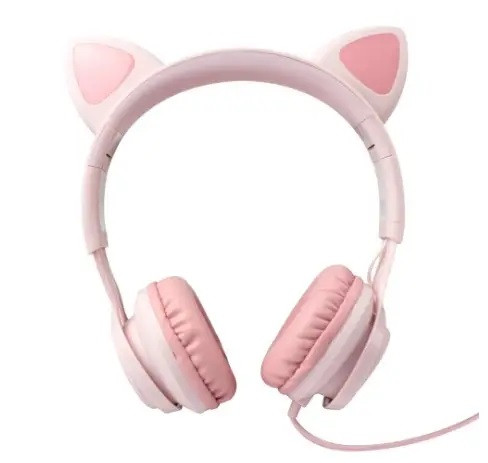Накладні навушники Hoco W36 Cat ear headphones + мікрофон Рожевий, фото 1