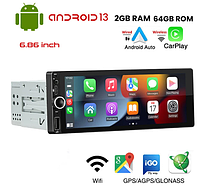 Автомагнитола 1 DIN Android D6021A экран 7 дюймов ОЗУ 2/64ГБ Wi Fi Bluetooth Gps Apple CarPlay AndroidAuto