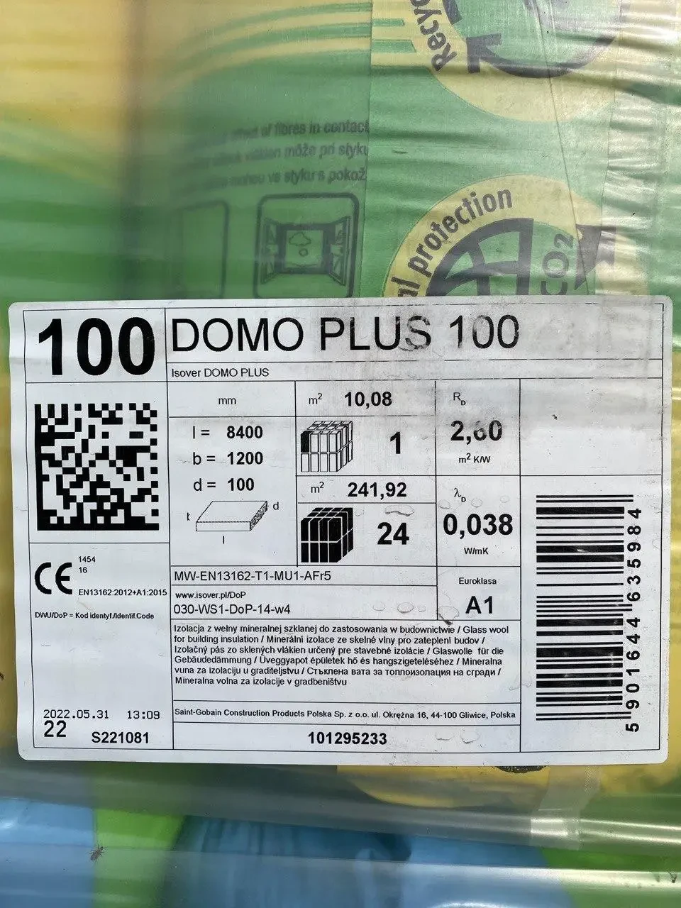 Утеплитель ISOVER Domo Plus 100 мм (10.08 кв.м/рул.) - фото 2 - id-p2069202647