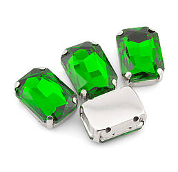 Стрази в оправі пришивні Прямокутник 6х8 мм Салатовий 10 шт.
