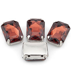 Стрази в оправі пришивні Прямокутник 10x14 мм Слива 10 шт.