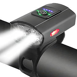 Велосипедний ліхтар 2285-2XPE ULTRA LIGHT, від USB / Ліхтарик на велосипед з індикацією заряду та роботи