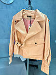 Шкіряна куртка косуха з відкладним коміром у персиковому кольорі (р. 46) 1011025r, фото 3