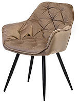 Дизайнерский стул кресло велюровое Парадиз Черный / Капучино мягкое стильное гостевое полукресло Микс Мебель