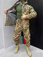 Зимний мужской костюм пиксель на синтепоне Softshell с подкладкой Omni-Heat Wolfenstein для армии Ukraine
