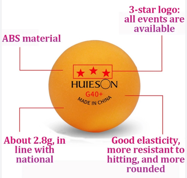 Пластиковий ABS м'яч Huieson 3* G40+