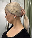 Перука з натурального волосся блонд з імітацією шкіри голови, з затемненими коренями, фото 3