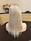 Перука з натурального волосся блонд з імітацією шкіри голови, з затемненими коренями, фото 8