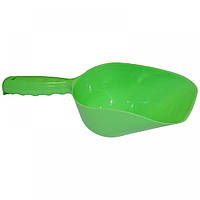 Лопатка для насыпания корма или кошачьего туалета зеленая, пластик 7,5см