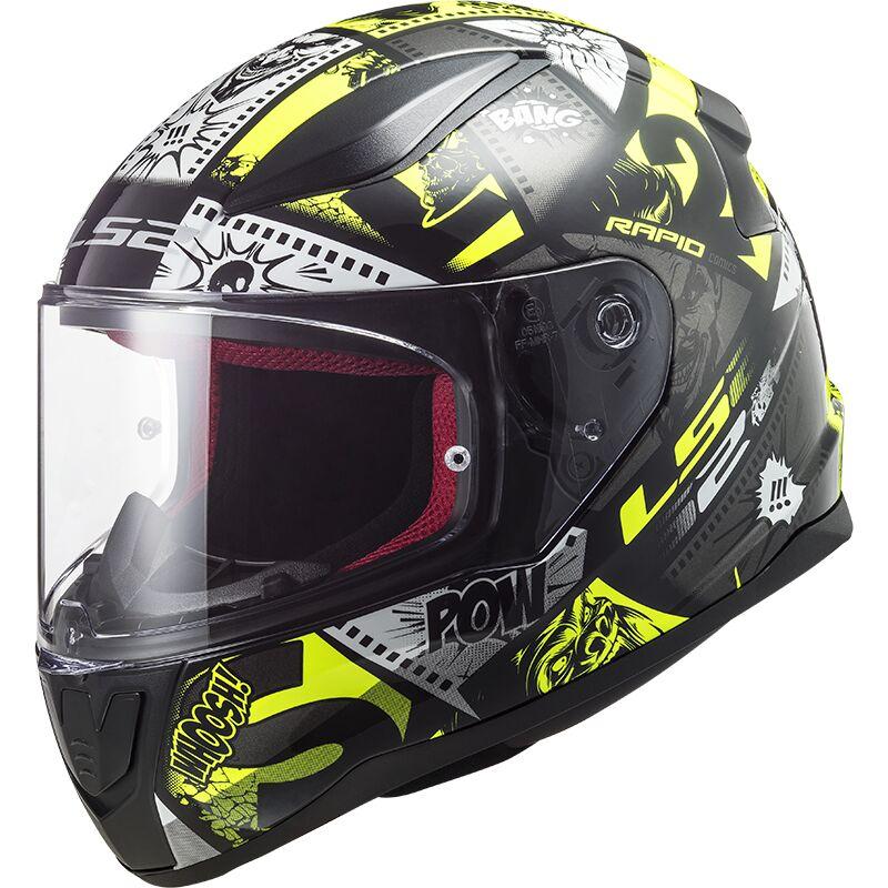 МОТОШОЛОМ ДИТЯЧИЙ ЗАКРИТИЙ LS2 FF353J RAPID MINI VIGNETTE КОЛІР GLOSS BLACK H-V YELLOW
