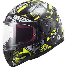 МОТОШОЛОМ ДИТЯЧИЙ ЗАКРИТИЙ LS2 FF353J RAPID MINI VIGNETTE КОЛІР GLOSS BLACK H-V YELLOW