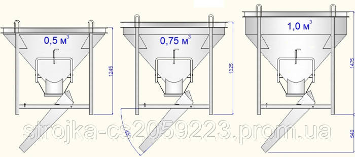 Бункер неповоротный конусный, бадья Рюмка для бетона БН-0.5 м3 - фото 5 - id-p1253161216