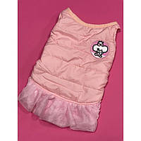 Жилетка--платье для собак с фатиновой юбкой, укашена маленьким пуделем, розовая