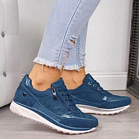 Кроссовки женские обувь сникерсы с мягкой высокой подошвой 43 синий