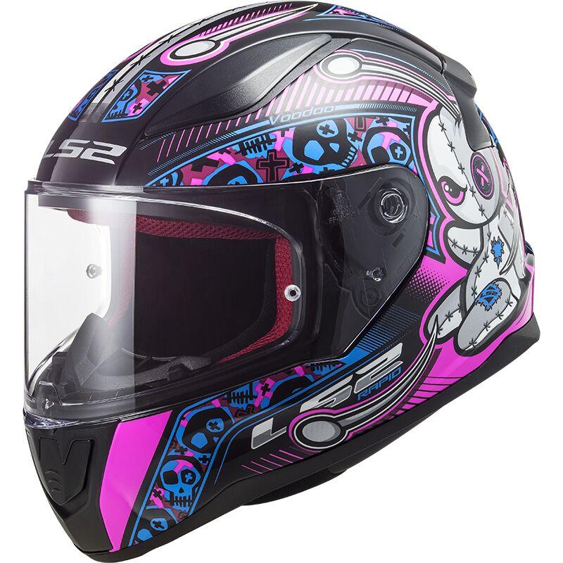 МОТОШОЛОМ ДИТЯЧИЙ ЗАКРИТИЙ LS2 FF353J RAPID MINI VOODOO КОЛІР GLOSS BLACK FLUO PINK