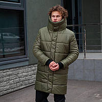 Мужской зимняя удлиненная куртка парка хаки M