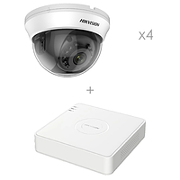 Комплект відеоспостереження на 4 камери Hikvision DS-2CE56D0T-IRMMF (2.8 мм) + iDS-7104HQHI-M1/S(C)