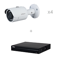 Комплект відеоспостереження на 4 камери Dahua DH-IPC-HFW1230S-S5 (2.8 мм) + DHI-NVR1104HS-S3/H