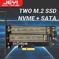 Переходник Адаптер PCI-E на Dual M.2 SSD JEYI SK6 (NVME (m Key) and SATA (b Key) SSD) SBB