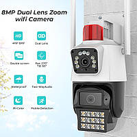 Наружная, поворотная Wi-Fi камера BESDER P12Q 8Мп, 2 независимых объектива, сигнализация SBB