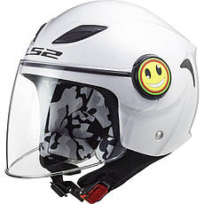 МОТОШОЛОМ ДИТЯЧИЙ ВІДКРИТИЙ LS2 OF602 FUNNY SOLID КОЛІР GLOSS WHITE
