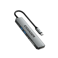 USB-хаб Essager 7 в 1 60W (Type-C 3.1 to 4K HDMI/ SD/TF Card/ PD Fast Charge) SBB