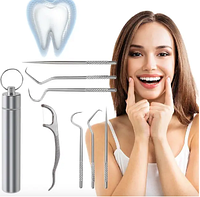 Набор инструментов для чистки зубов нитью из нержавеющей стали 7шт. Набор зубочисток