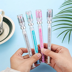 Ручка гелева 1206 Шприц-вакцина, синя, фото 3