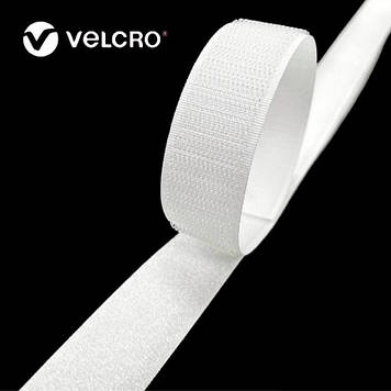Липучка контактна Velcro 25 мм колір білий WHITE (014) стрічка-гачки та стрічка-петлі комплект loop/hook