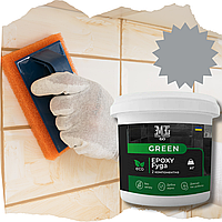 Затирка для швов (Фуга) Green Epoxy Fyga 1кг (легко смывается, мелкое зерно) Светло серый RAL 7040 plastall