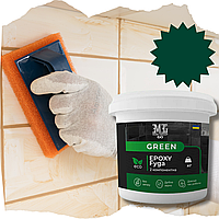 Затирка для плитки Фуга Green Epoxy Fyga 3кг (легко смывается, мелкое зерно) Зелёный мох RAL 6005 plastall