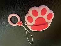 Силиконовый чехол для наушников Airpods 1 2 3 pro в виде кошачей лапки розовые