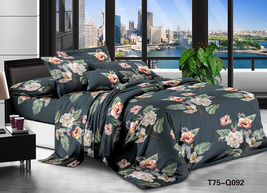 Євро (Поліестер) | Комплект постільної білизни "Чарівні гілочки" | Простирадло 200х220 см, фото 1