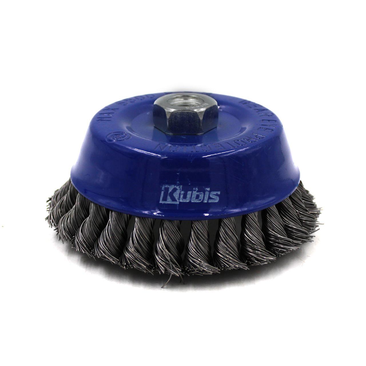 Щітка крацювання чашкова для УШМ 100мм Kubis сталевий джгутований дріт (07-06-2100)