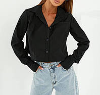 Рубашка женская укороченная M/L, Черный