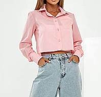 Рубашка женская укороченная S/M, Розовый